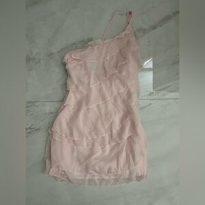 Shein Pink one shoulder ruffle dress